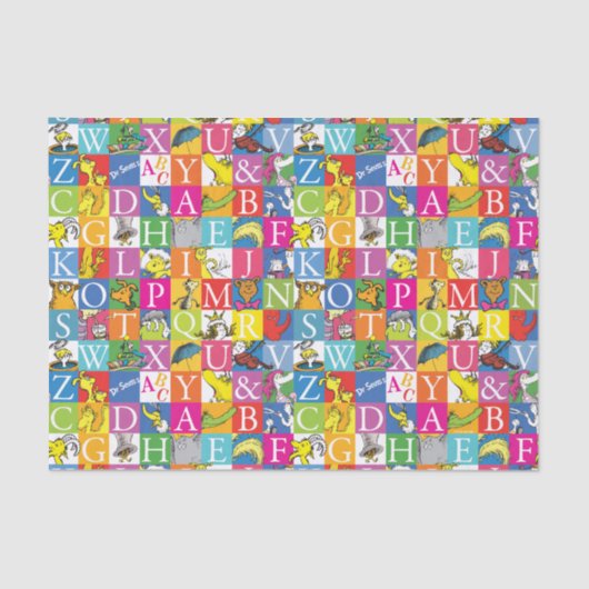 Dr. Seuss's ABC-Muster für farbenfrohe Blockbuchst Seidenpapier (Vorderseite)