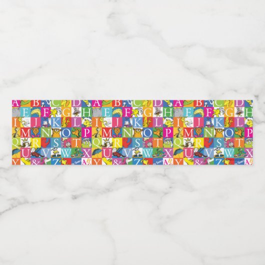 Dr. Seuss's ABC-Muster für farbenfrohe Blockbuchst Wasserflaschenetikett (Einzelnes Label)