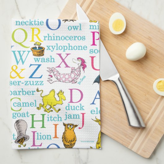 Dr. Seuss's ABC-Muster mit Worten Geschirrtuch (Viertel Falte)