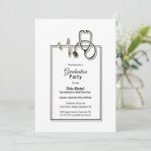 Dr. Stethoscope Graduation Party Einladung (Stehend Vorderseite)
