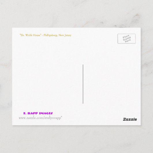 "Dr. Wolfe House" Postkarte (Rückseite)