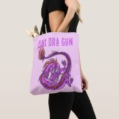 Dra Gon - Pink-Drache Comic-Stil Tasche (Von Nahem)