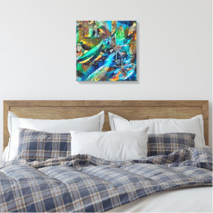Dracaena Abstrakt Calm Blue, gedehnte Leinwand