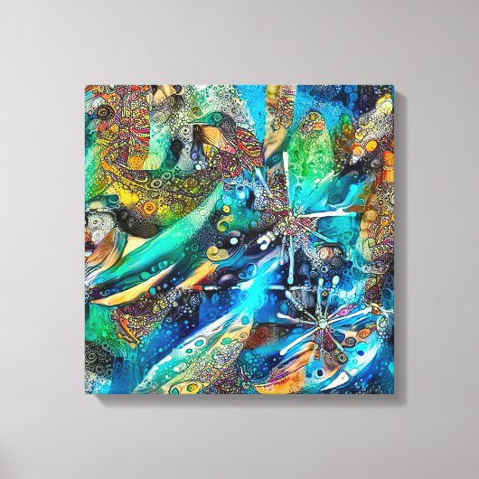 Dracaena Abstrakt Calm Blue, gedehnte Leinwand (Vorderseite)