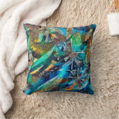 Dracaena Abstrakt Calm Blue Green Kissen (Decke)