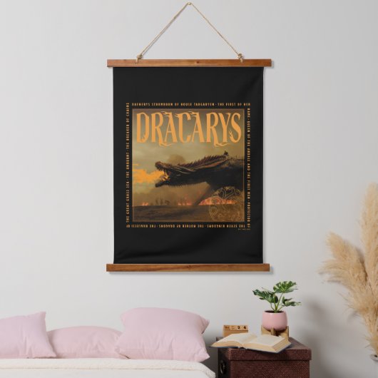"Dracarys" Drogon Breathing Fire Graphic Wandteppich Mit Holzrahmen (Schlafzimmer)