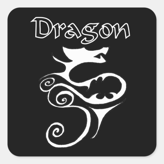 Drache 02 quadratischer aufkleber (Vorderseite)