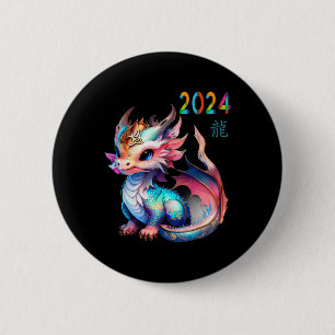 Drache 2024 Jahr des Drachen Frohes Lunar Neues Ja Button