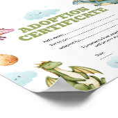 Drache adoptiert ein Haustier-Zertifikat editierba Poster (Ecke)