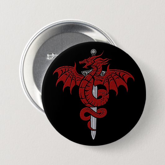 Drache-Alter - Drache-Klinge-Button Button (Vorne & Hinten)