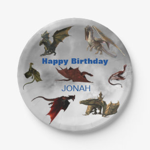 Drache Arten Spaß Fantasy Personalisierter Geburts Pappteller