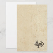 Drache auf altem Grunge Briefpapier (Vorne/Hinten)