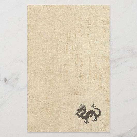 Drache auf altem Schmutz Briefpapier (Vorderseite)