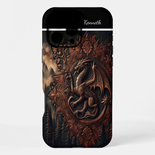 Drache auf Berggipfel iPhone Hülle (Rückseite)