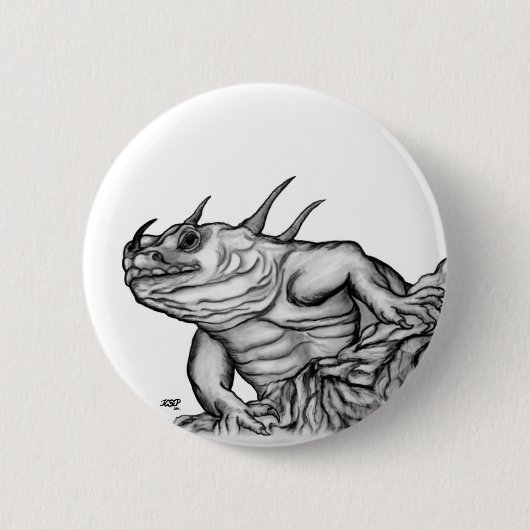 Drache auf dem Felsen Button (Vorderseite)