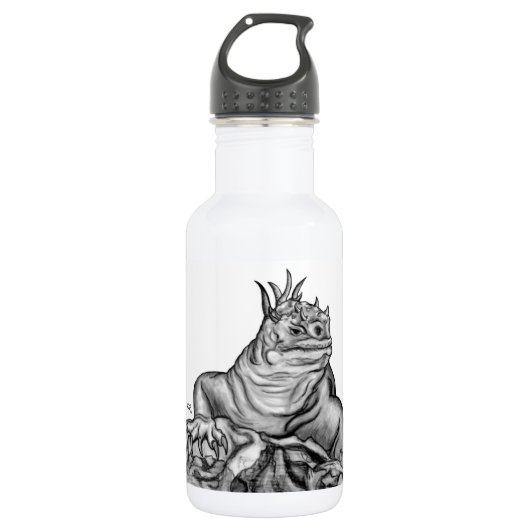 Drache auf dem Felsen Edelstahlflasche (Vorderseite)