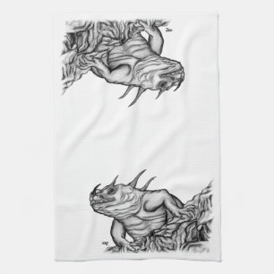 Drache auf dem Felsen Geschirrtuch