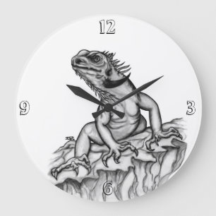 Drache auf dem Felsen Große Wanduhr