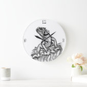 Drache auf dem Felsen Große Wanduhr (Zuhause)