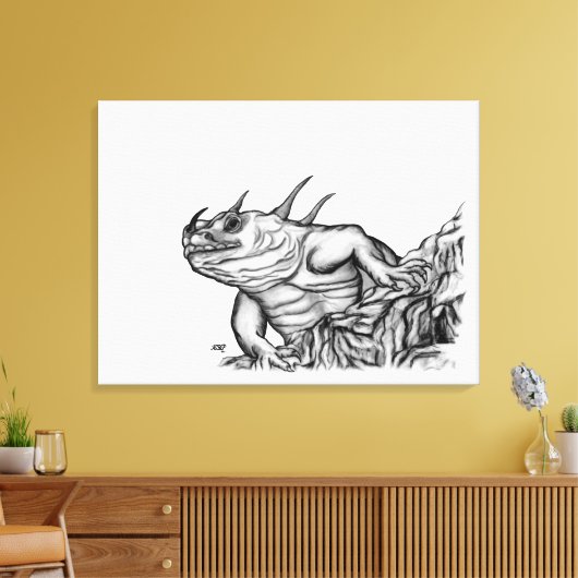 Drache auf dem Felsen Leinwanddruck (Insitu (Wohnzimmer))