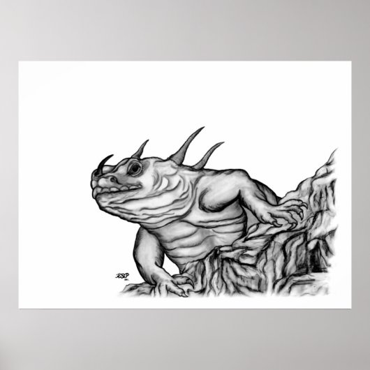 Drache auf dem Felsen Poster (Vorne)