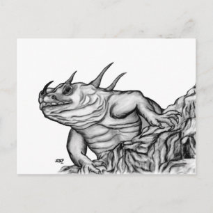 Drache auf dem Felsen Postkarte