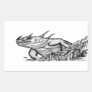 Drache auf dem Felsen Rechteckiger Aufkleber