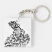 Drache auf dem Felsen Schlüsselanhänger (Rückseite)