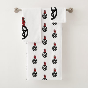 Drache auf einem Pentagramm Handtuchhalter-Set Badhandtuch Set