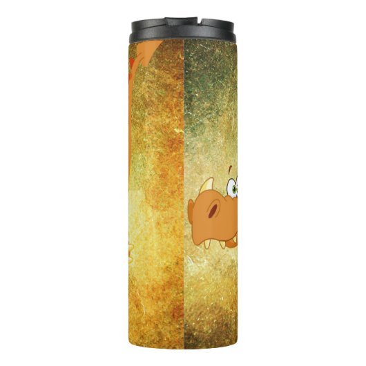 Drache auf einer orangefarbenen Textur Thermosbecher (Rückseite)