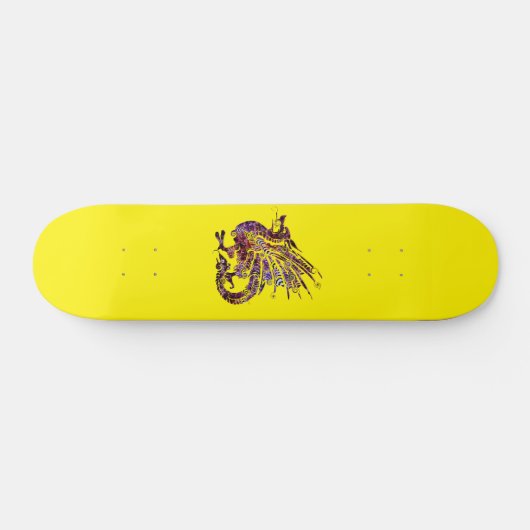 Drache auf Lila- und Goldskateboard Skateboard (Horizontal)