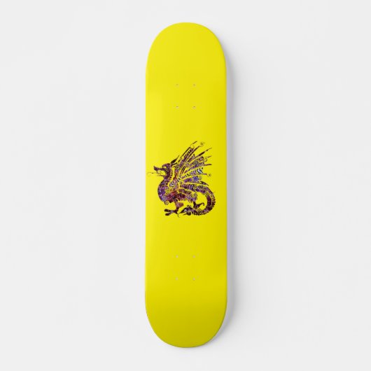 Drache auf Lila- und Goldskateboard Skateboard (Vorne)