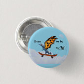 Drache auf Skateboard Button (Vorne & Hinten)