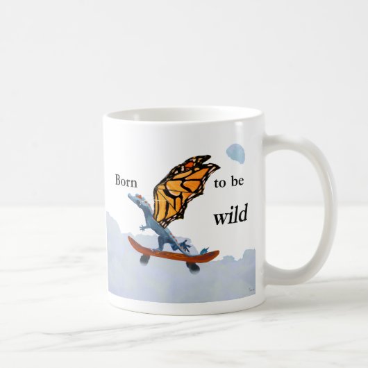 Drache auf Skateboard Kaffeetasse (Rechts)