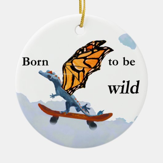 Drache auf Skateboard Keramik Ornament (Vorne)