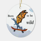 Drache auf Skateboard Keramik Ornament (Links)