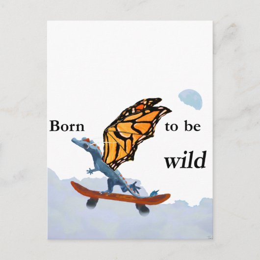 Drache auf Skateboard Postkarte (Vorderseite)