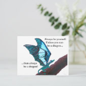 Drache auf Zweig Postkarte (Stehend Vorderseite)