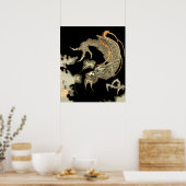 Drache aus dunklen Wolken zu Totoya Hokkei Poster (Küche)
