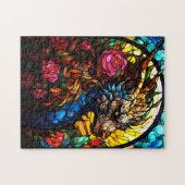 Drache aus festem Glas mit Blume Puzzle (Horizontal)