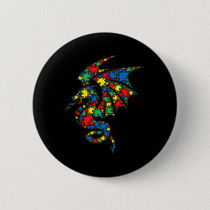 Drache-Autismus-Puzzle für Frauen Männer Kinder - Button