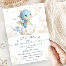 Drache Baby Shower Junge Blau Schlüpft bald