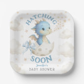 Drache Baby Shower Junge Blau Schlüpft bald Pappteller (Vorderseite)