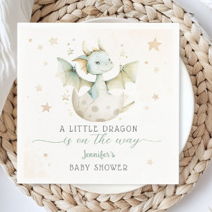 Drache Baby Shower Süßer grüner Drache Papier Serv Serviette
