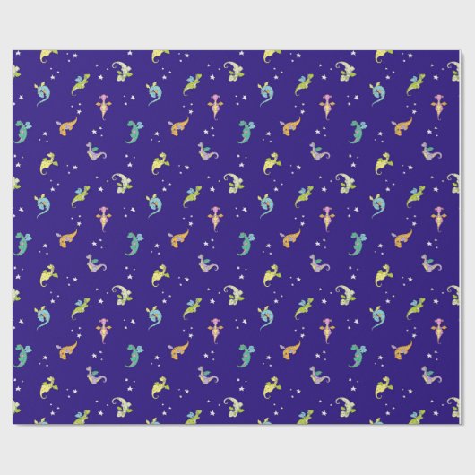Drache-Babys nachts Geschenkpapier (Flach)
