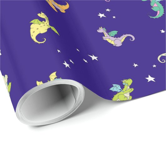 Drache-Babys nachts Geschenkpapier (Rolleneckpunkt)