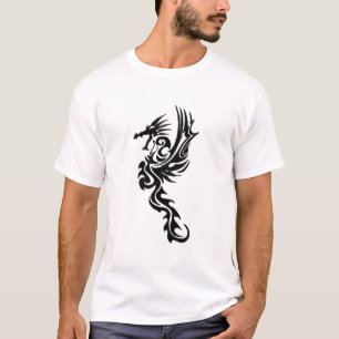 Drache beherrscht den Himmel - schwarze Drachensil T-Shirt