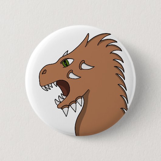 Drache bereitet sich auf Feueratmung vor Button (Vorderseite)