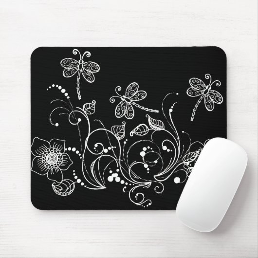 Drache-Blume in Schwarzweiss Mousepad (Mit Mouse)