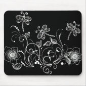 Drache-Blume in Schwarzweiss Mousepad (Vorne)